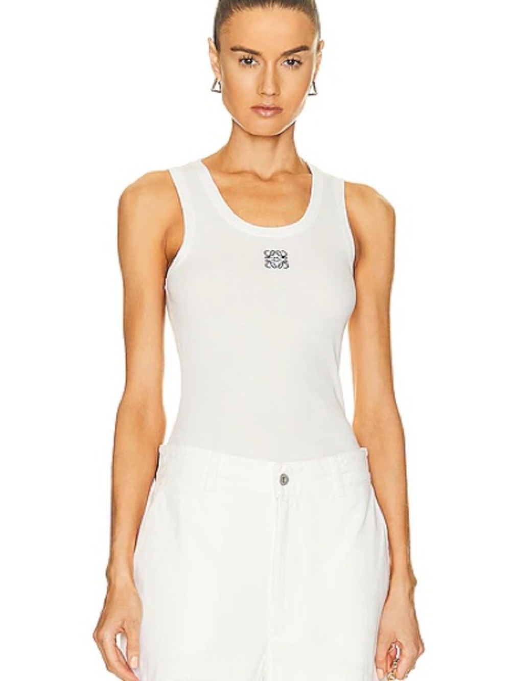 Loewe Anagram White Logo Tank Top - Sleeveless Ribbed Shirt Small